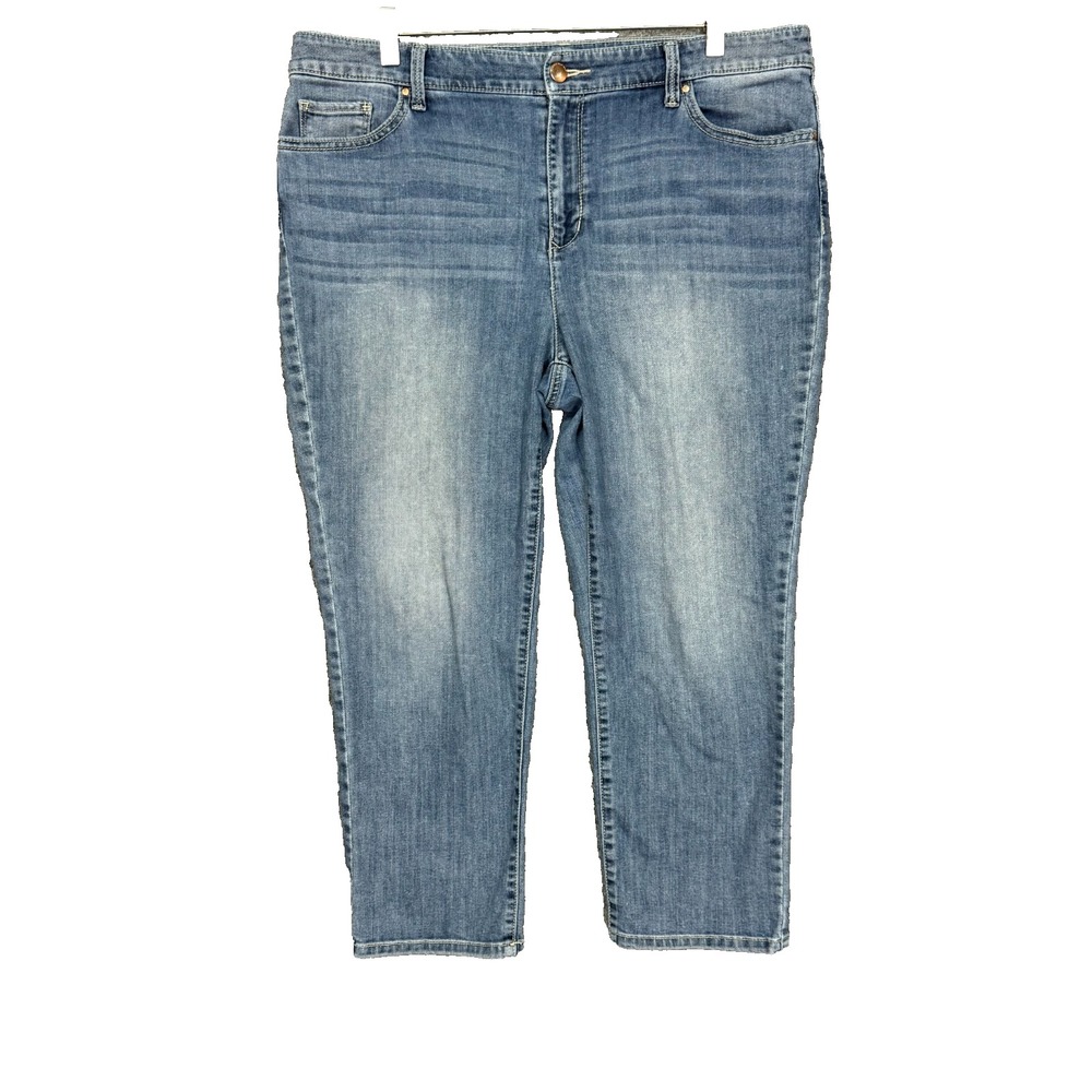 Chicos Jeans Womens 2.5 14 Blue Platinum Crop Medium Wash‎ High Rise Stretch